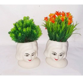 Pair Of Girls Ceramic Pots